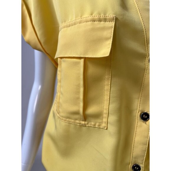 Vintage Metrostyle Womens Jumpsuit Yellow Elastic Waist Buttons Drawstring M - Picture 4 of 12
